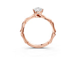 Rose gold Pear Cut Solitaire Diamond Ring with Bamboo Band and Four-Prong Setting_3