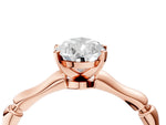 Rose gold Pear Cut Solitaire Diamond Ring with Bamboo Band and Four-Prong Setting_4