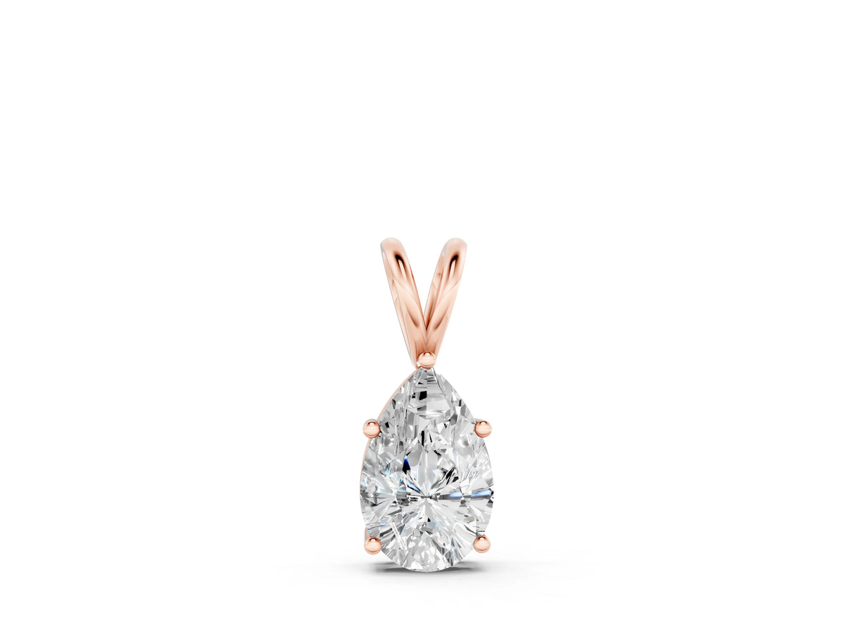Rose gold Pear Cut Solitaire Pendant with Three-Prong Setting