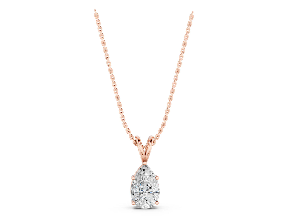 Rose gold Pear Cut Solitaire Pendant with Three-Prong Setting_1
