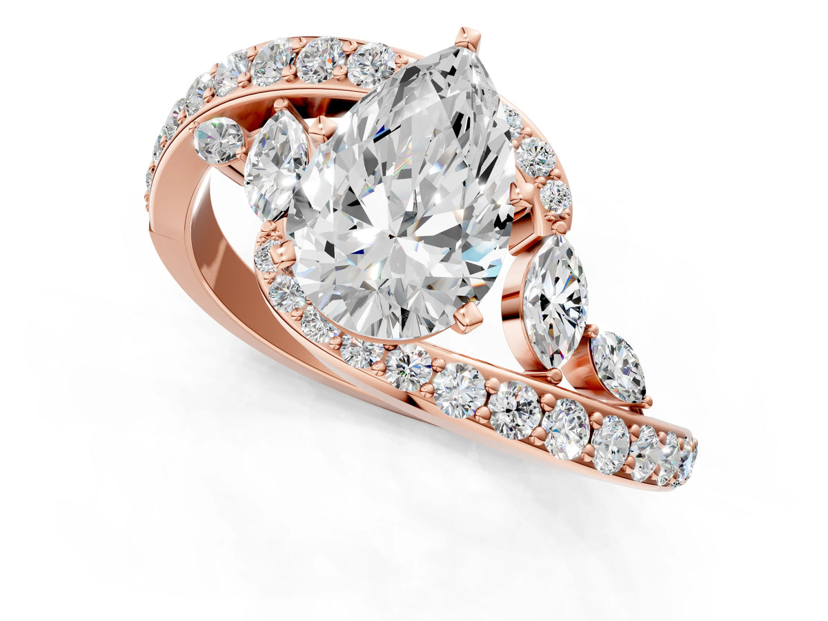 Rose gold Pear Cut Solitaire with Pavé Twist Band and Four-Prong Setting_1