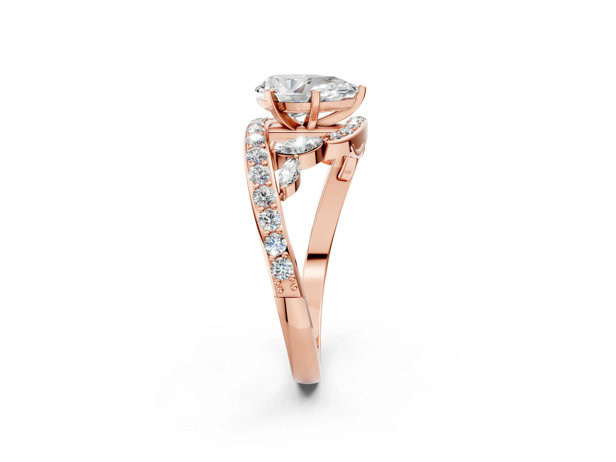 Rose gold Pear Cut Solitaire with Pavé Twist Band and Four-Prong Setting_2