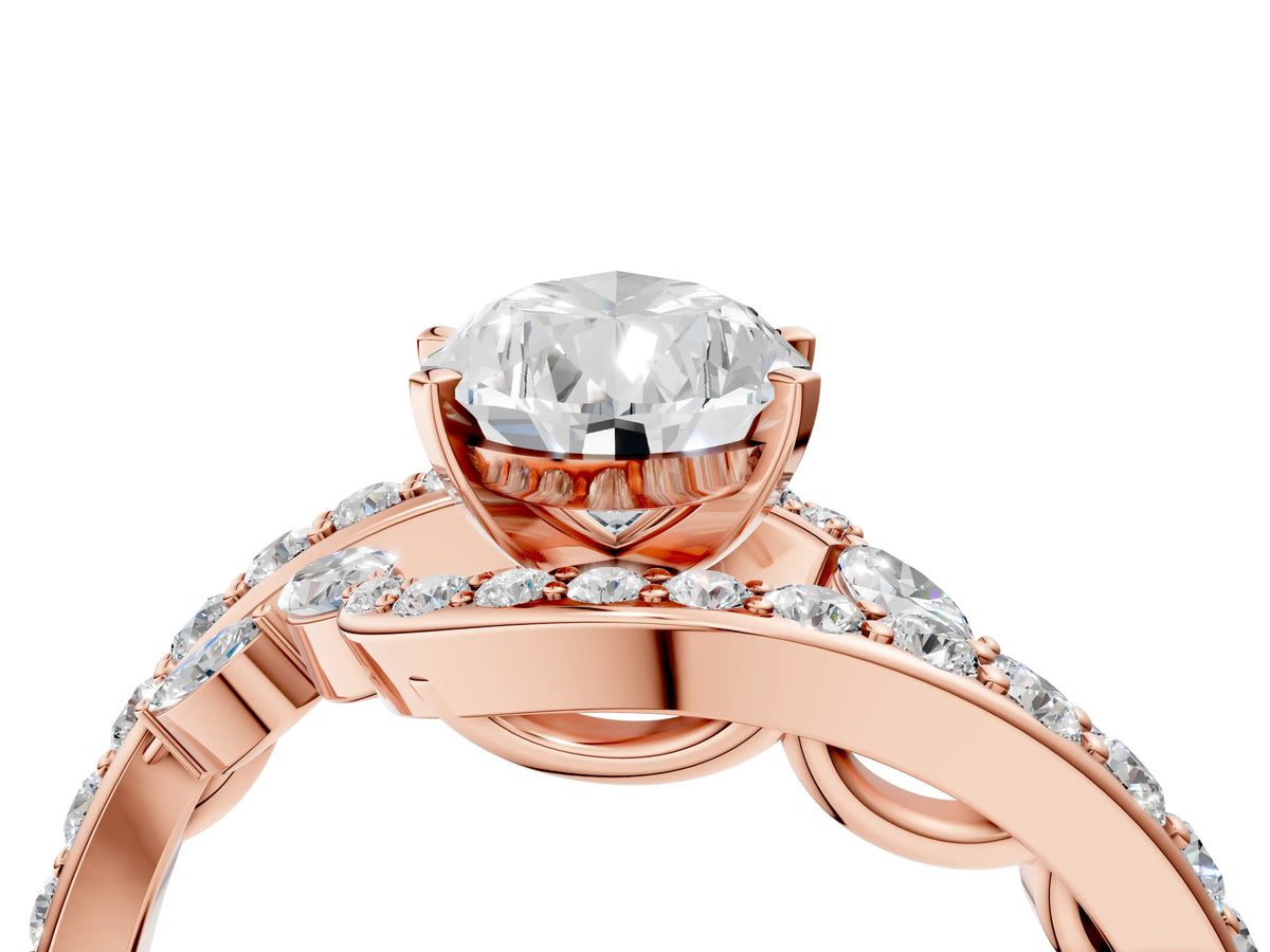 Rose gold Pear Cut Solitaire with Pavé Twist Band and Four-Prong Setting_4