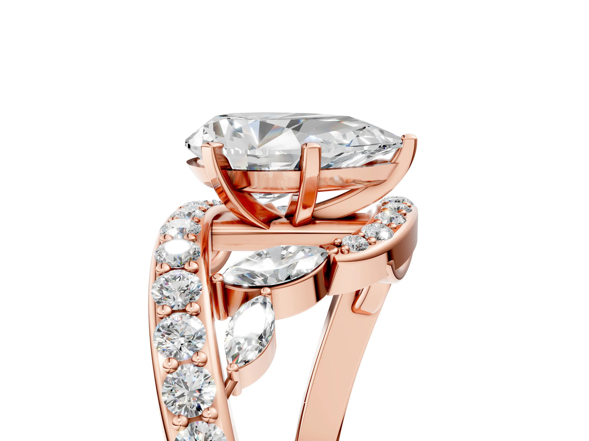 Rose gold Pear Cut Solitaire with Pavé Twist Band and Four-Prong Setting_5