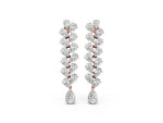 Rose gold Pear Diamond Cascading Leaf Drop Earrings