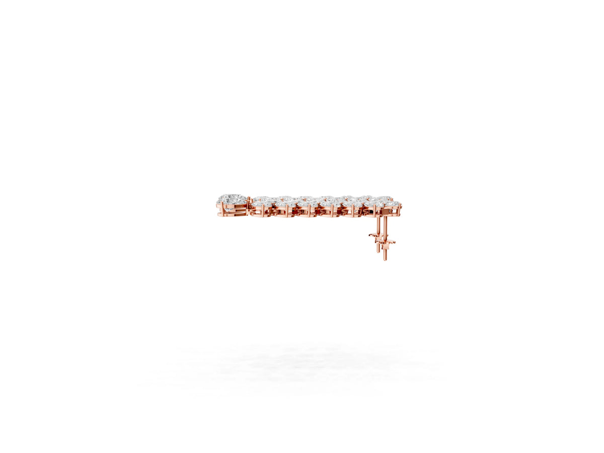 Rose gold Pear Diamond Cascading Leaf Drop Earrings_2