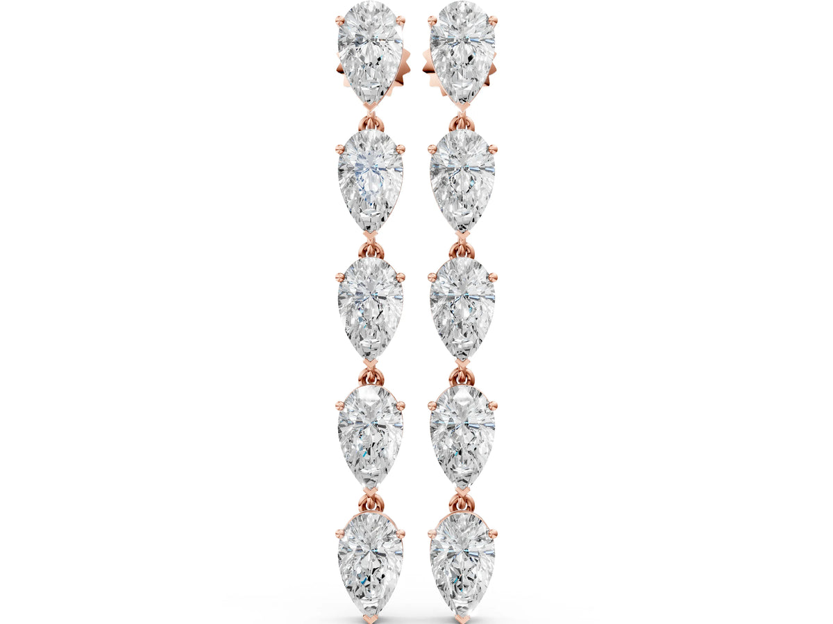 Rose gold Pear Diamond Dangle Earrings with Pear Diamond Accents