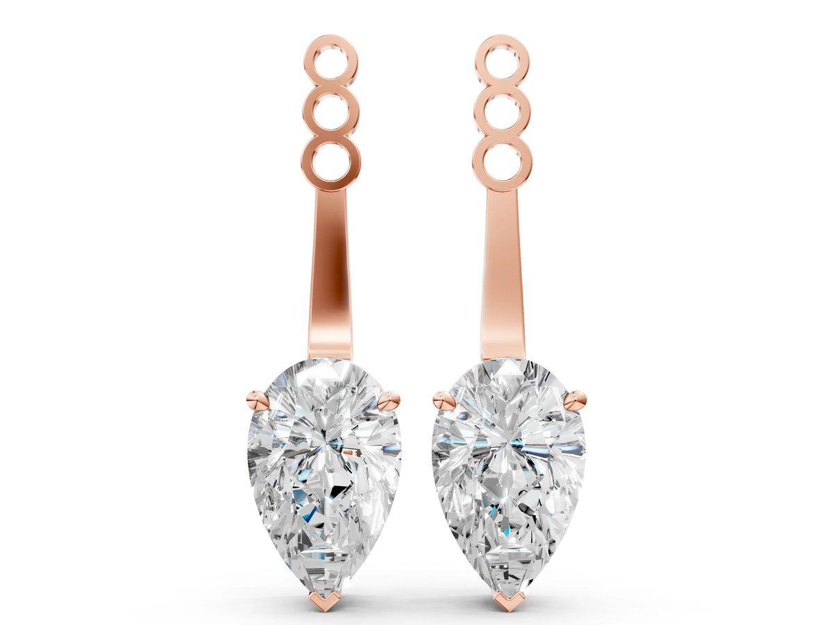 Rose gold Pear Diamond Drop Earring Jackets