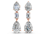 Rose gold Pear Diamond Drop Earrings with Emerald and Pear Lab Grown Diamond Accents