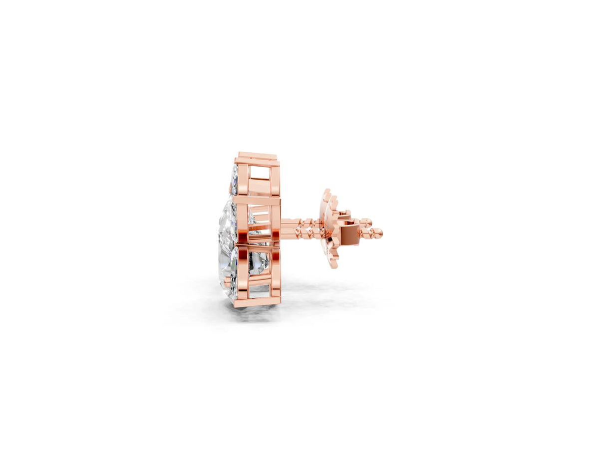 Rose gold Pear Diamond Fan Stud Earrings with Marquise Lab Grown Diamond Accents_1