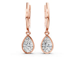 Rose gold Pear Diamond Framed Huggie Drop Earrings