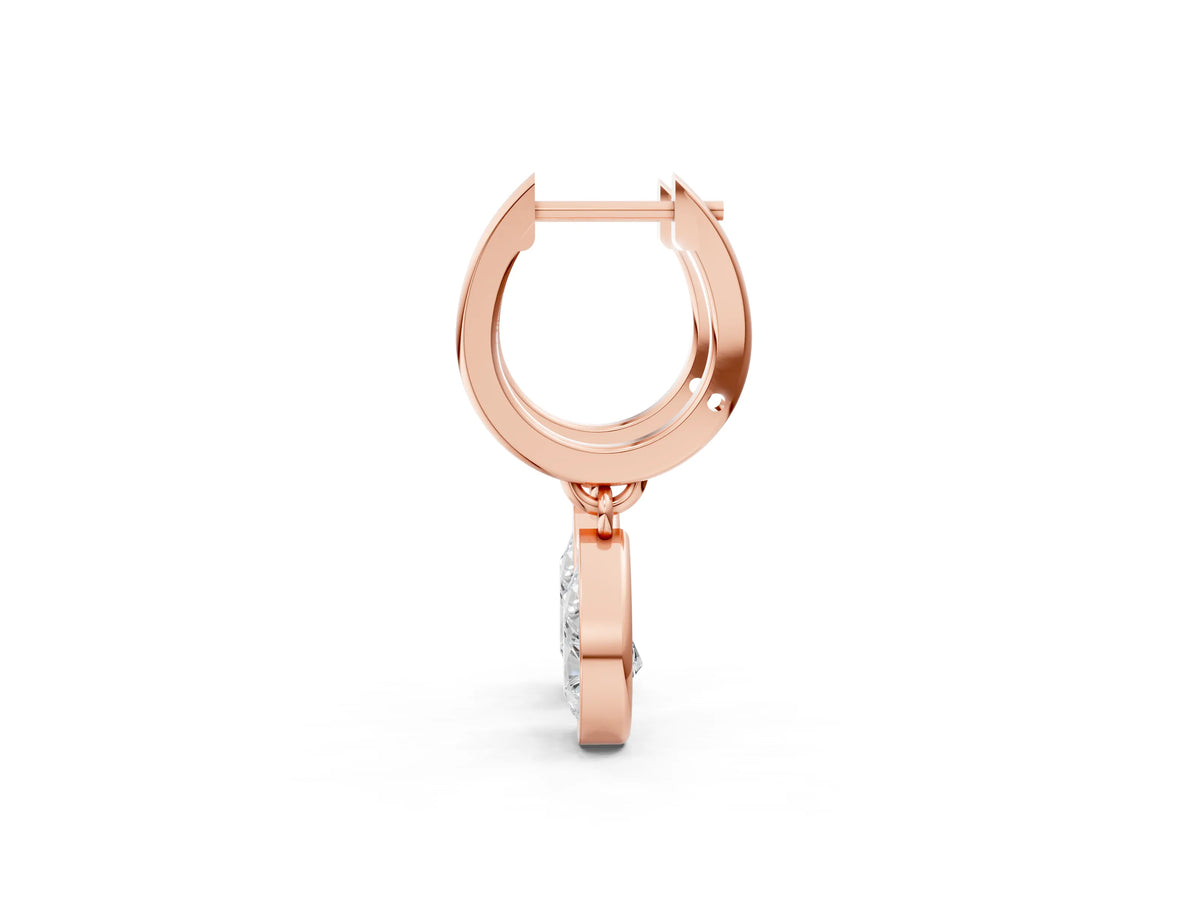 Rose gold Pear Diamond Framed Huggie Drop Earrings_1