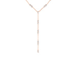 Rose gold Pear Diamond Lariat Necklace with Station Accents
