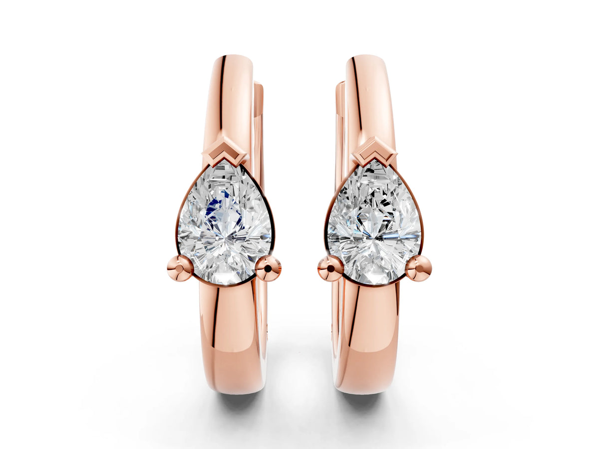 Rose gold Pear Diamond Mini Huggie Hoop Earrings
