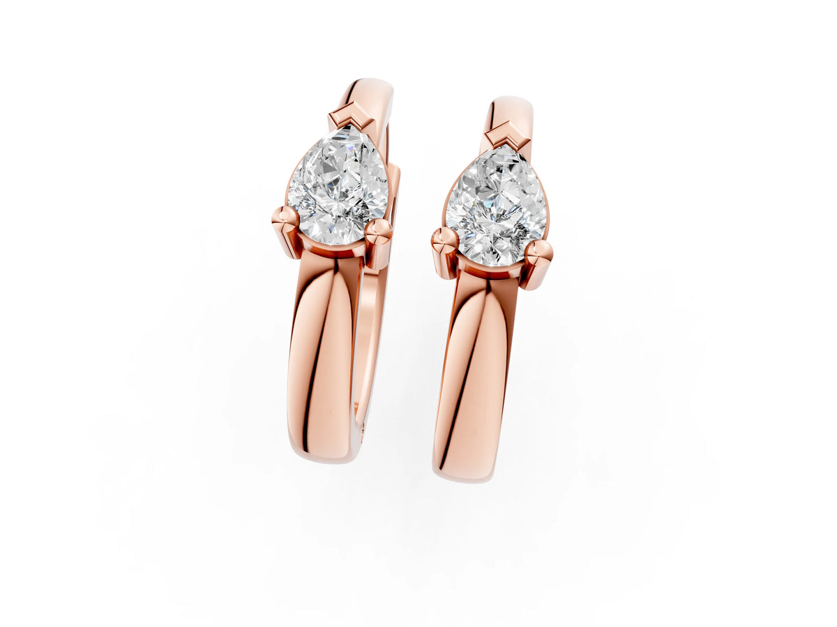Rose gold Pear Diamond Mini Huggie Hoop Earrings_1