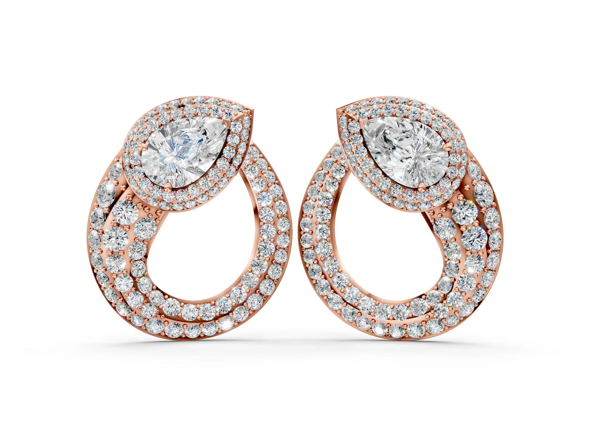 Rose gold Pear Diamond Open Teardrop Stud Earrings