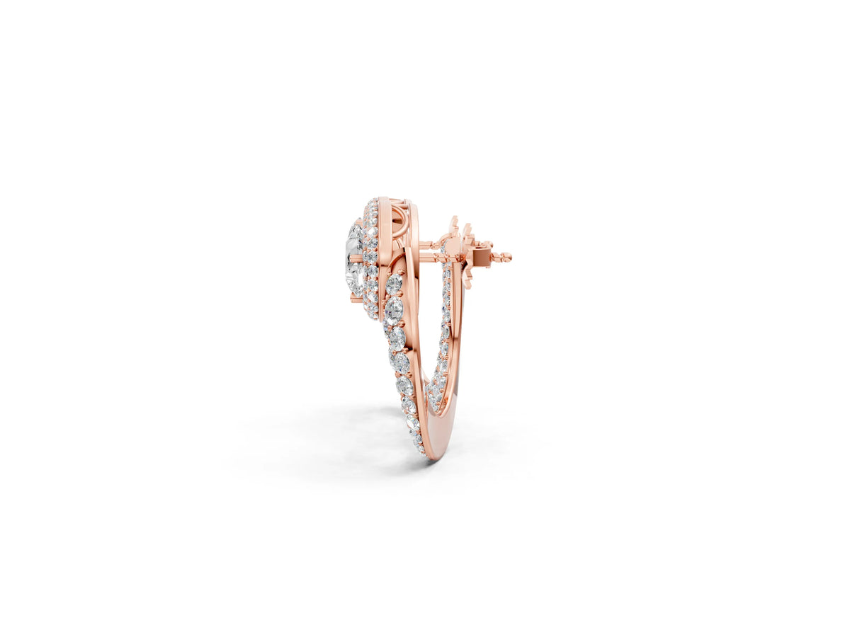 Rose gold Pear Diamond Open Teardrop Stud Earrings_1