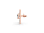Rose gold Pear Diamond Stud Earrings with Round Micro Pavé Bar_1