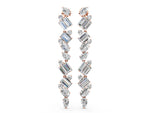 Rose gold Pear, Emerald, and Round Diamond Linear Drop Earrings