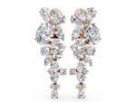 Rose gold Pear, Marquise and Round Diamond Floral Drop Earrings