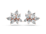 Rose gold Pear and Marquise Diamond Floral Cluster Stud Earrings