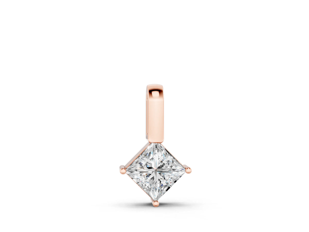 Rose gold Princess Cut Bezel Set Diamond Pendant