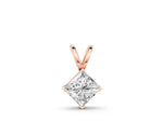 Rose gold Princess Cut Bezel Set Pendant