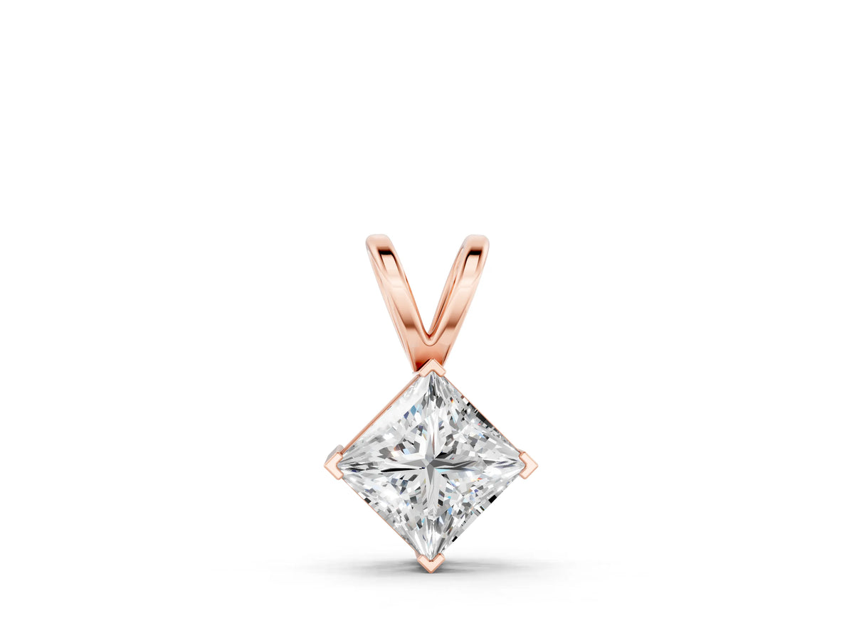 Rose gold Princess Cut Bezel Set Pendant