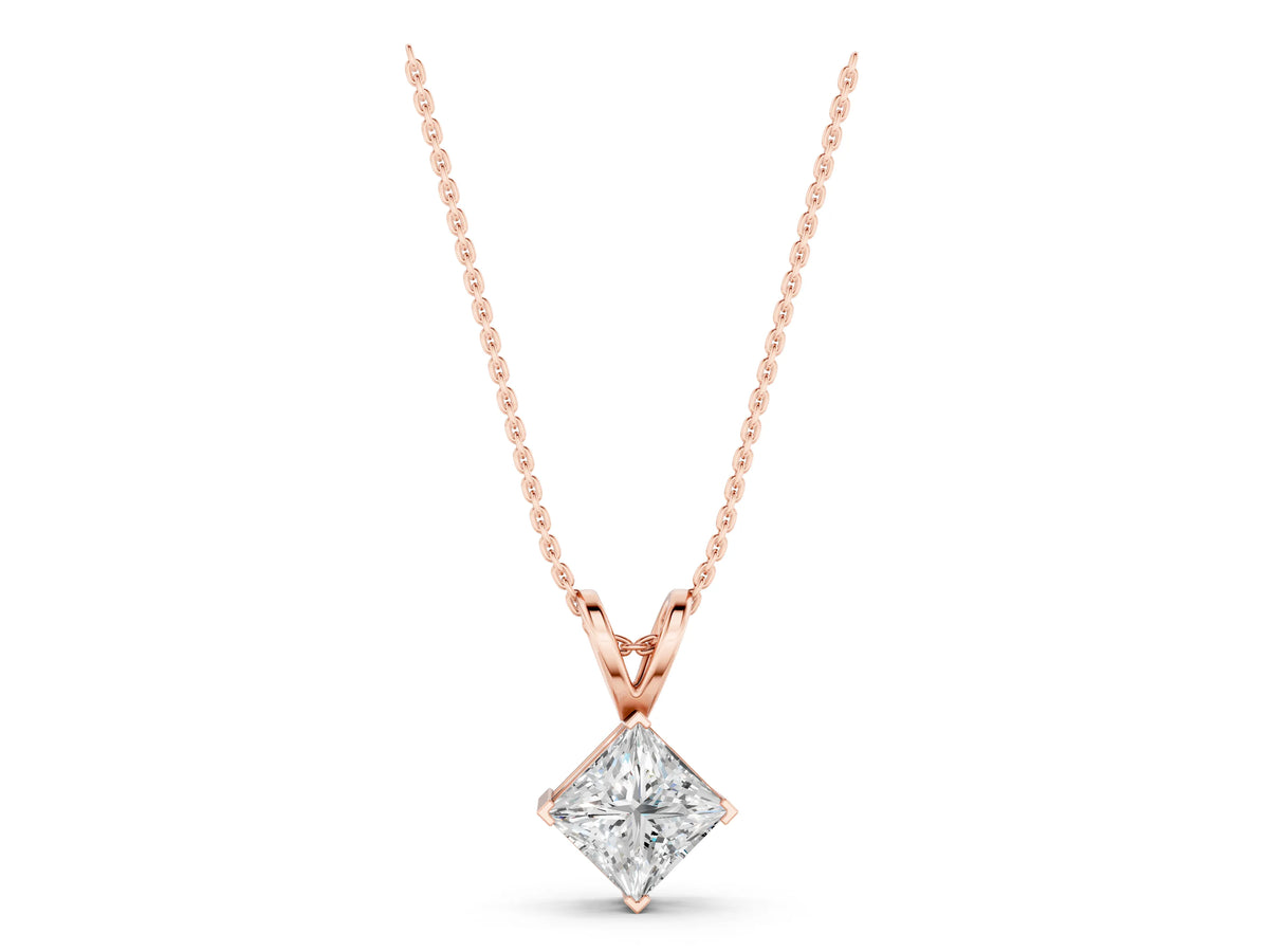 Rose gold Princess Cut Bezel Set Pendant_1