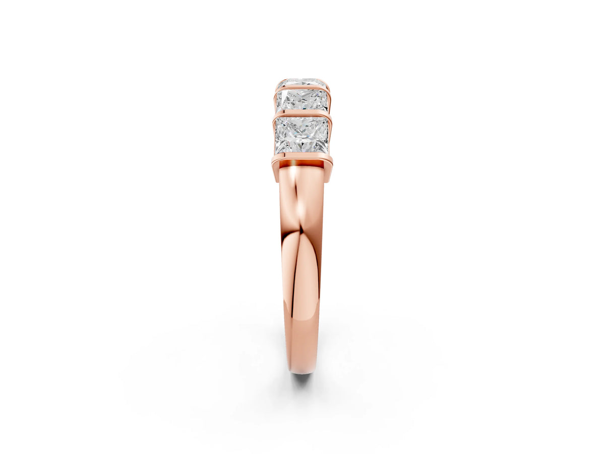 Rose gold Princess Cut Channel Set Diamond Band with Bar Prong Setting_2