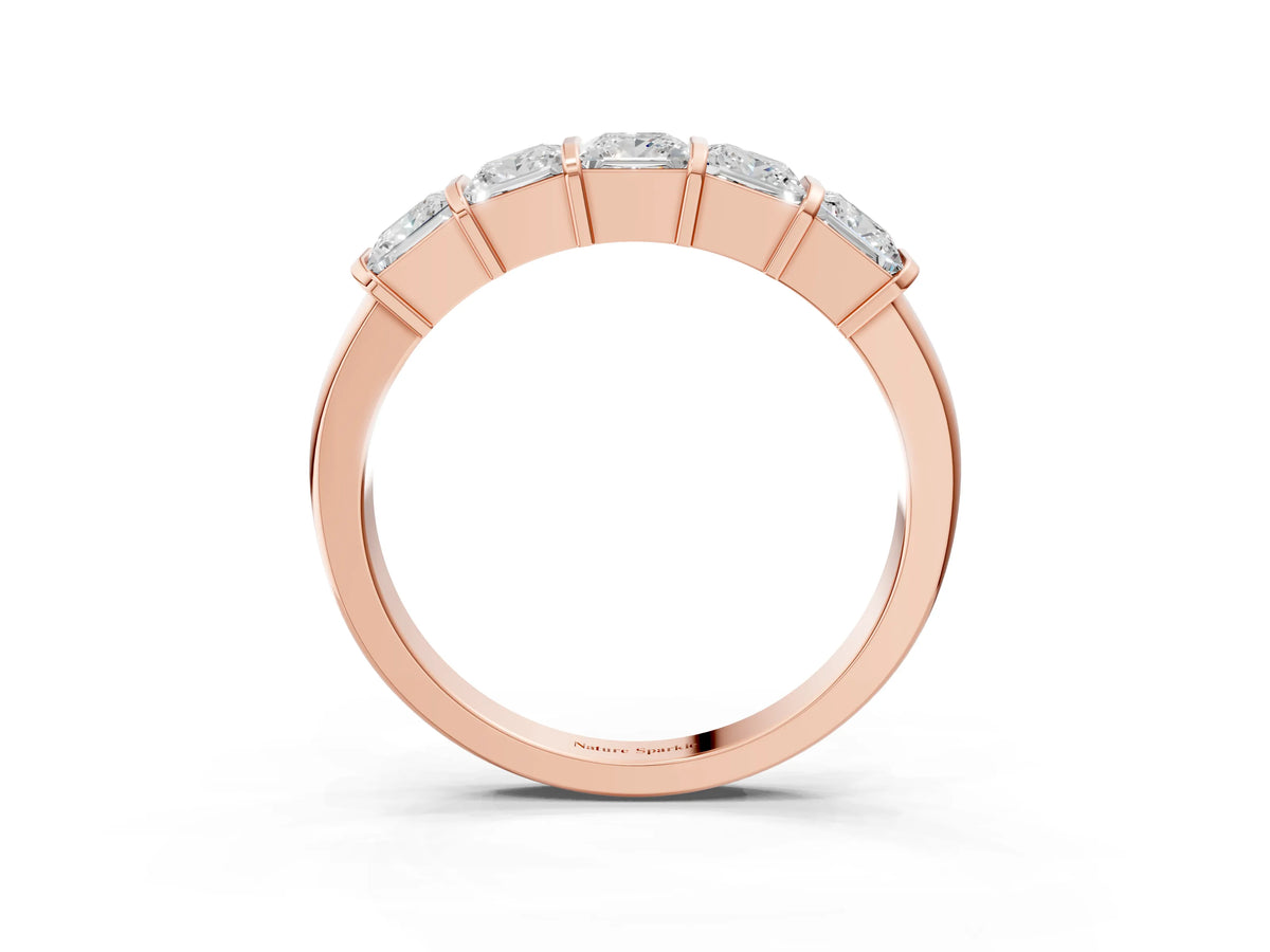 Rose gold Princess Cut Channel Set Diamond Band with Bar Prong Setting_3