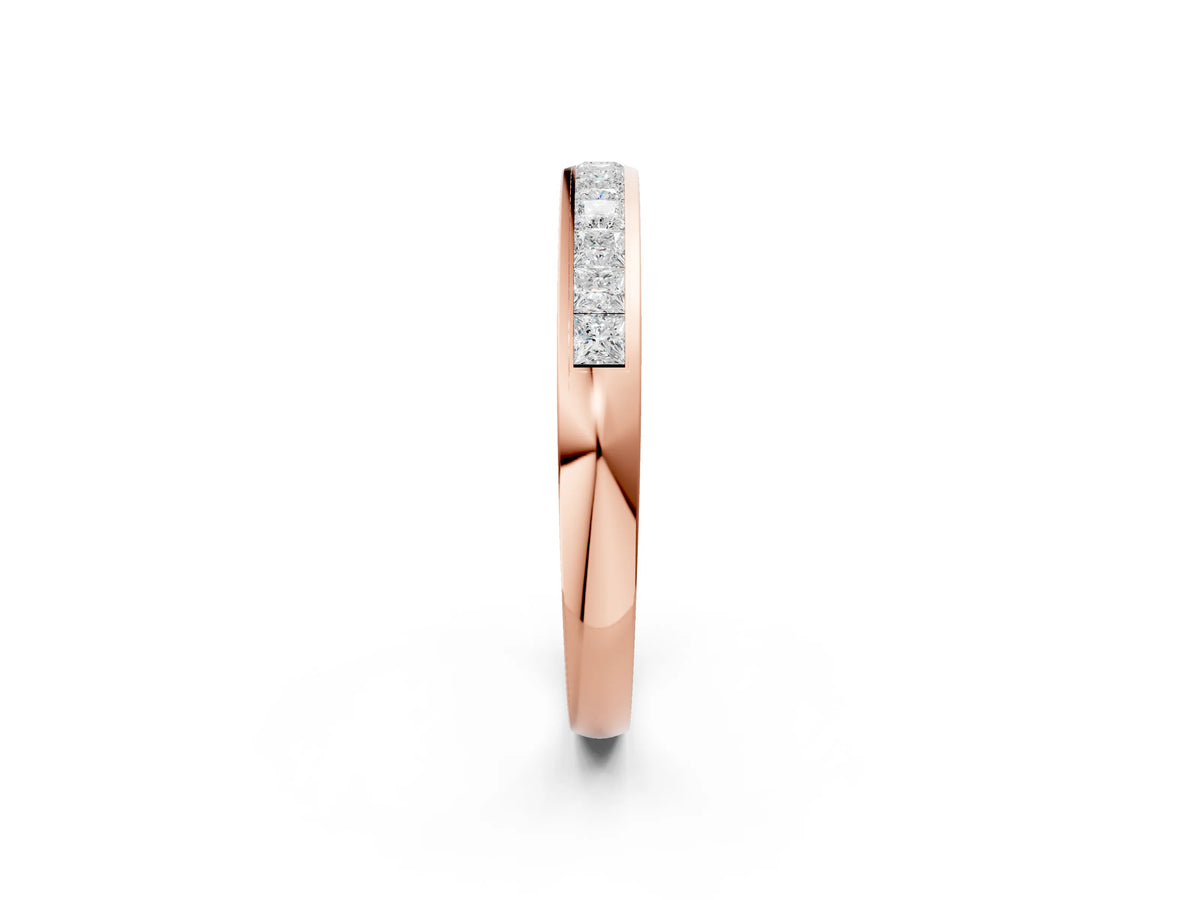 Rose gold Princess Cut Channel Set Diamond Eternity Band_2