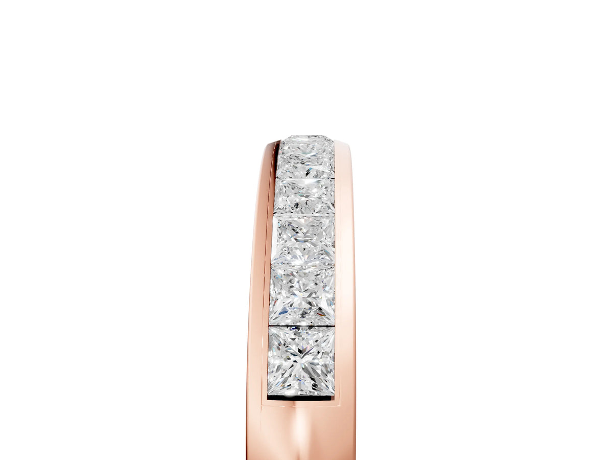Rose gold Princess Cut Channel Set Diamond Eternity Band_5