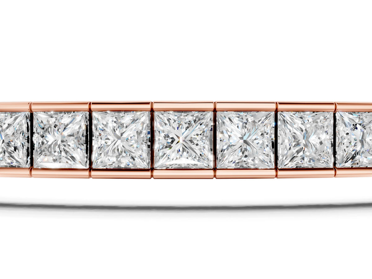 Rose gold Princess Cut Channel Set Diamond Tennis Bracelet_1