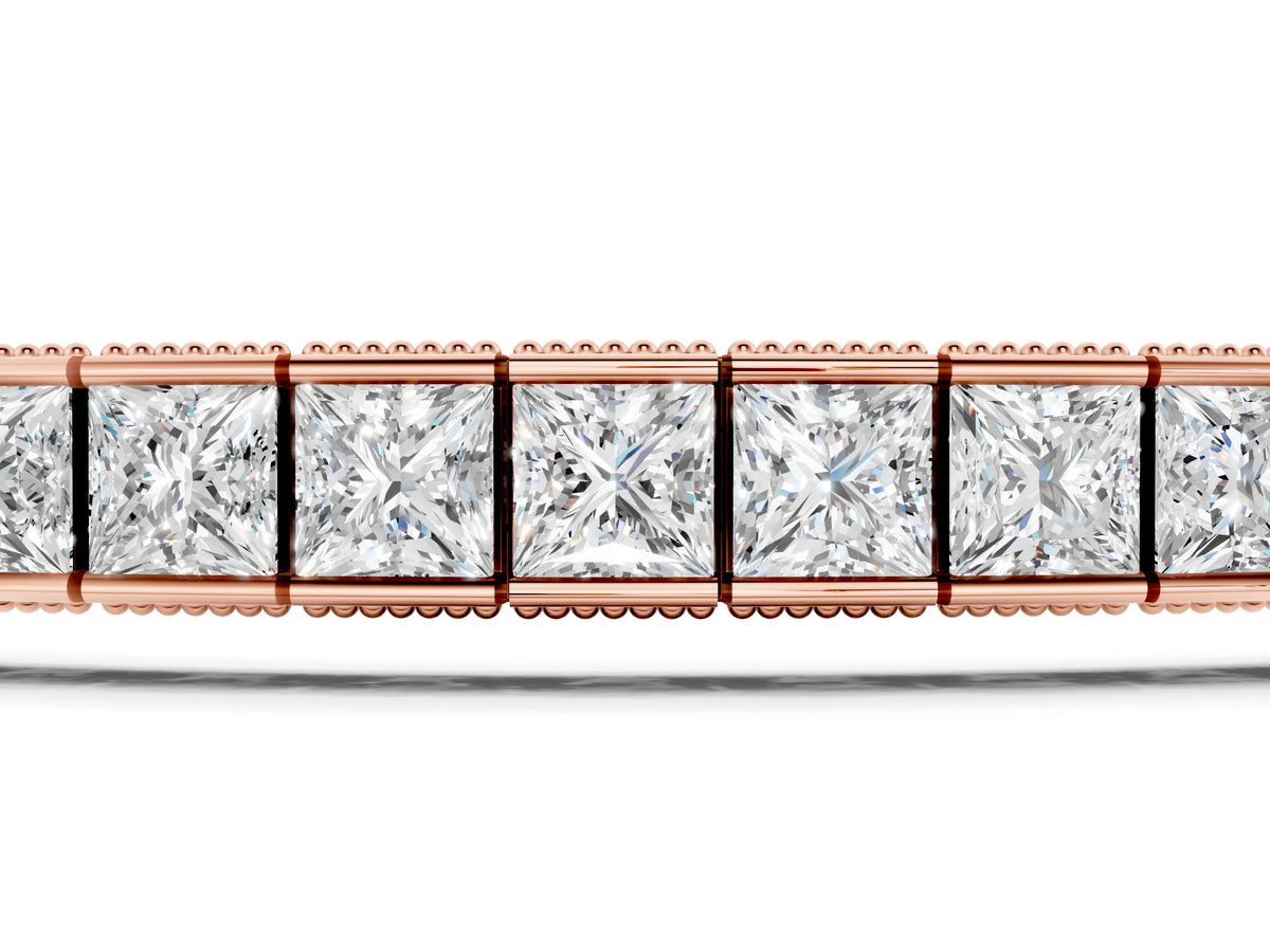 Rose gold Princess Cut Channel Set Tennis Bracelet with Box Clasp_1