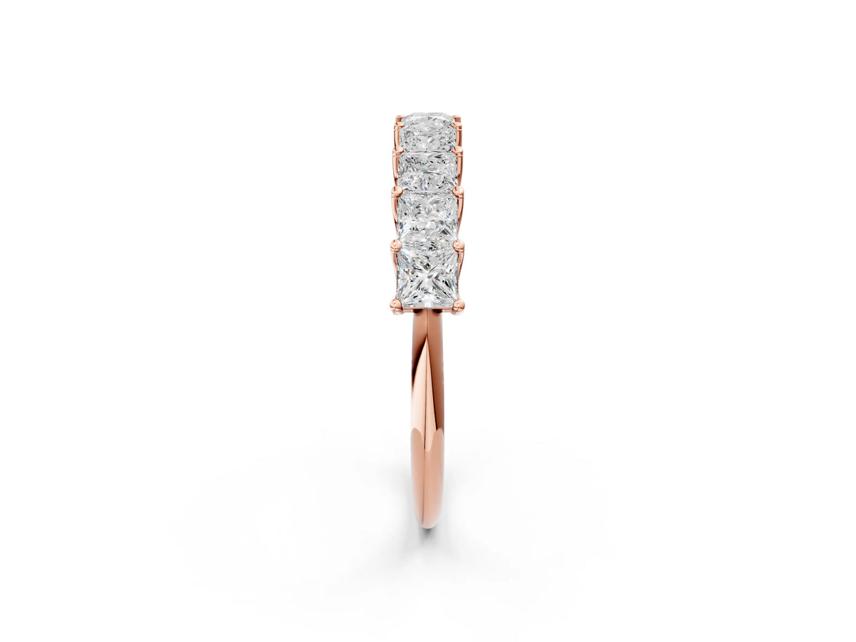 Rose gold Princess Cut Diamond Channel-Set Eternity Band with Prong Setting_2