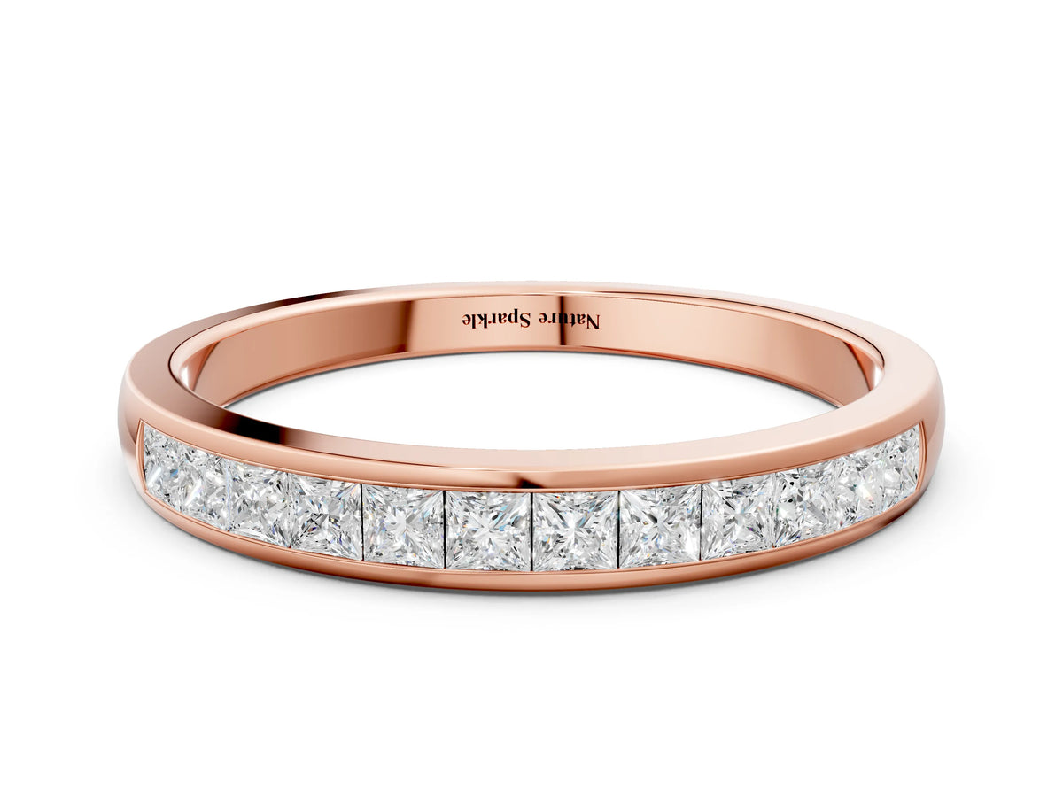 Rose gold Princess Cut Diamond Channel Set Eternity Band