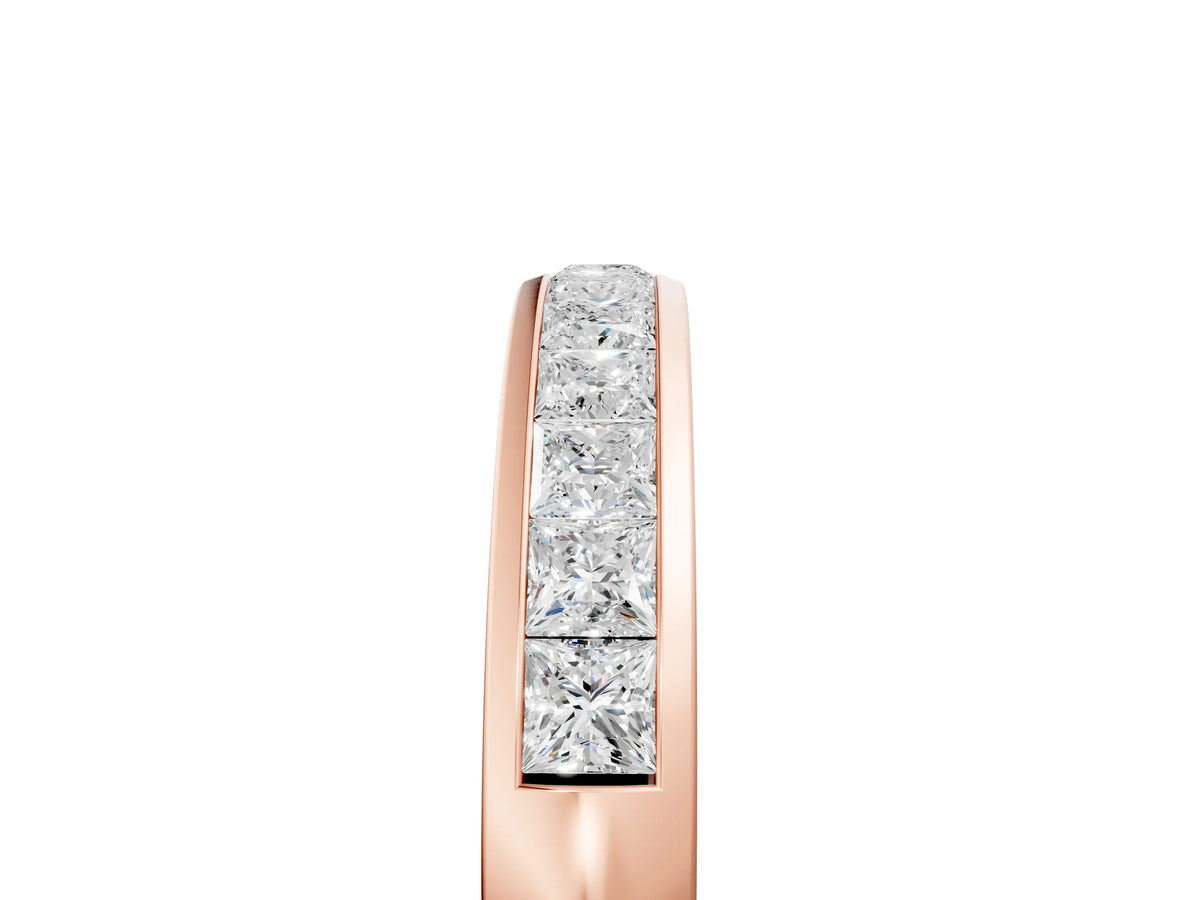 Rose gold Princess Cut Diamond Channel Set Eternity Band_5