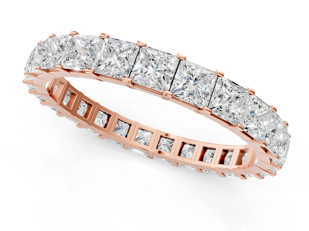 Rose gold Princess Cut Diamond Eternity Band with Channel Setting and Shared Prong_1