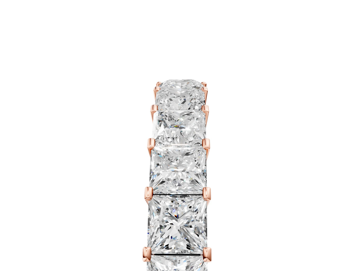Rose gold Princess Cut Diamond Eternity Band with Channel Setting and Shared Prong_5