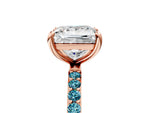 Rose gold Princess Cut Diamond Solitaire Ring with Round Blue Topaz Pavé Band and Prong Setting_5