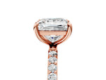 Rose gold Princess Cut Diamond Solitaire Ring with Round Moissanite Pavé Band and Prong Setting_5