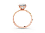 Rose gold Princess Cut Diamond Solitaire Ring with Round Yellow Sapphire Pavé Band and Prong Setting_3
