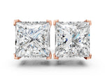 Rose gold Princess Cut Diamond Stud Earrings