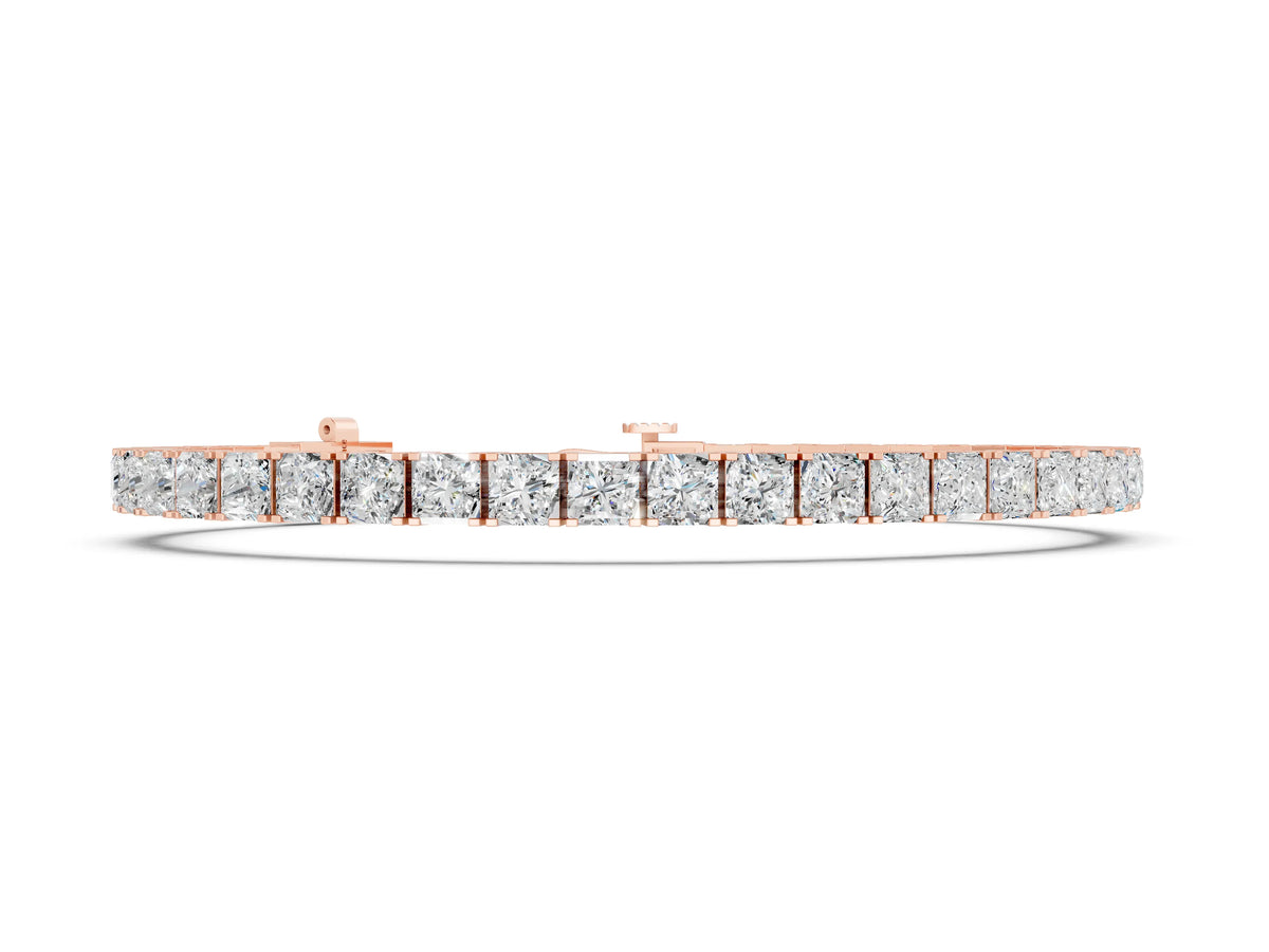 Rose gold Princess Cut Diamond Tennis Bracelet with Channel Setting