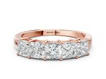 Rose gold Princess Cut Five-Stone Diamond Band with Prong Setting