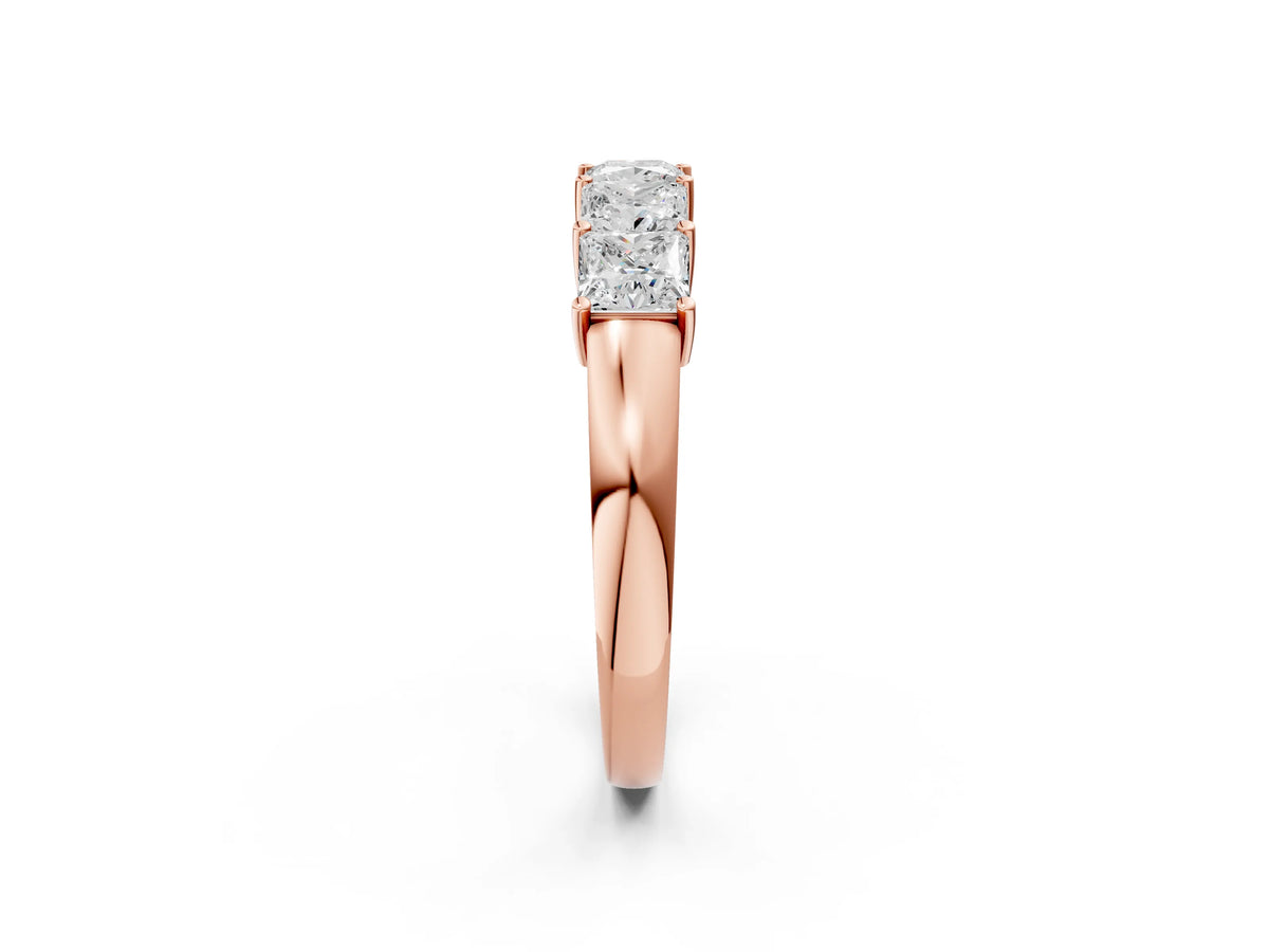 Rose gold Princess Cut Five-Stone Diamond Band with Prong Setting_2