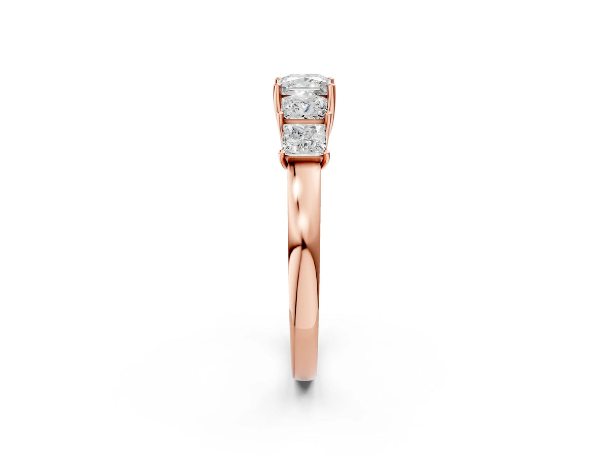 Rose gold Princess Cut Five-Stone Diamond Ring with Classic Prong Setting_2