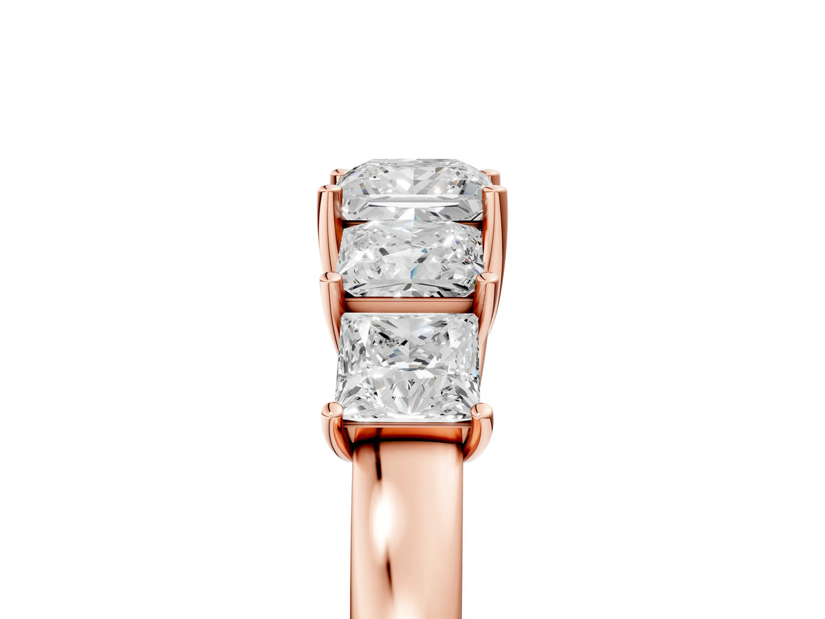 Rose gold Princess Cut Five-Stone Diamond Ring with Classic Prong Setting_5