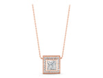 Rose gold Princess Cut Halo Bezel Pendant_1